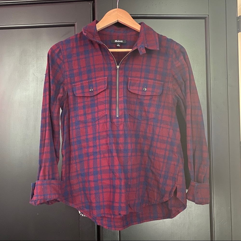 Madewell Shrunken Flannel Zip Shirt